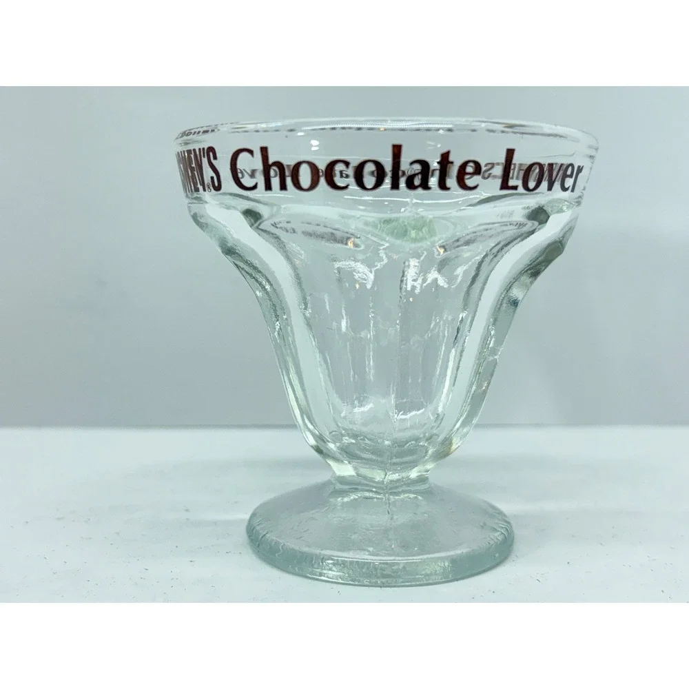 Hershey's Chocolate Lover Glass Sundae Cup Set of 4 Pedestal Fluted Retro 3